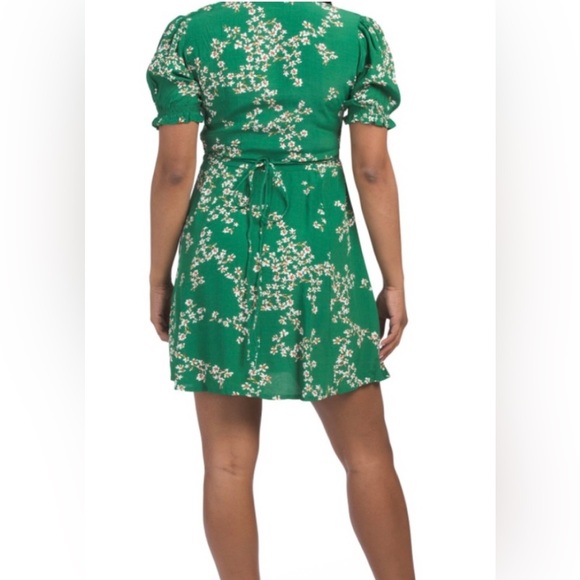 Faithful  the Brand Mira Wrap Dress Cap Estel Print Green Size 2 - Picture 2 of 10